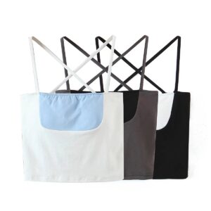 Summer New Fashion Sexy Contrast Color Stitching Cross Slim Bottoming Small Sling Women