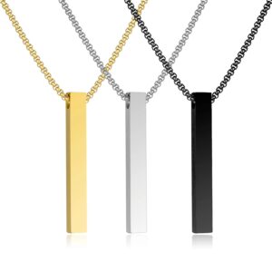 Simple Couple Necklace Four-Sided Cylinder Lettering Necklace Three Color Polished Three-Dimensional Necklace Stainless Steel