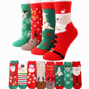 Winter Warm Coral Velvet Christmas Stockings Thickening Elk Socks