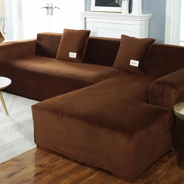 Plush Sofa Cover Velvet Elastic Leather Corner Sectional For Living Room Couch Covers Set Armchair Cover L Shape Seat Slipcovers - Image 10