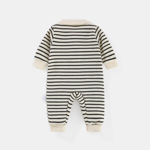 Baby Clothes Spring And Autumn New Boy Baby Clothes Striped Bear Newborn Clothes Lapel Baby Onesie