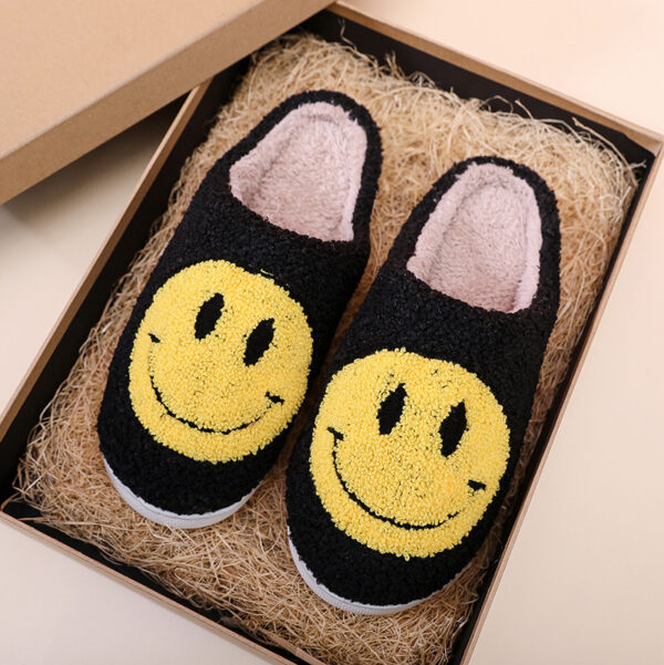 Smiling Face Cotton Slippers For Men And Women Lovers Cotton Slippers Lovely Thick Bottomed Cartoon Anti-Skid Slippers In Home - Image 4
