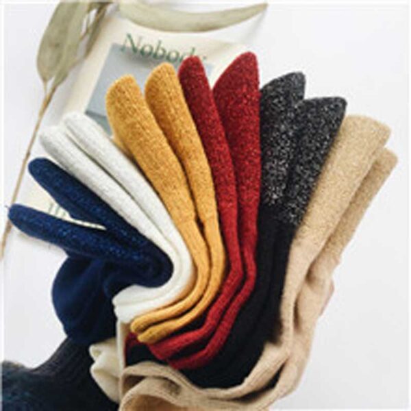 Winter Cotton Solid Shiny Woman Simple Socks Fashion Art Fold Female Student Thick Warm Socks Shiny Metallic Line Sock - Image 3