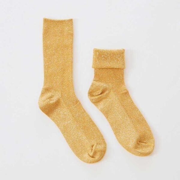 Winter Cotton Solid Shiny Woman Simple Socks Fashion Art Fold Female Student Thick Warm Socks Shiny Metallic Line Sock - Image 12