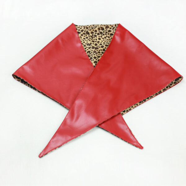 Environmentally friendly PU leather and leopard print double-sided triangular scarf with a headband and a dual-purpose scarf - Image 7