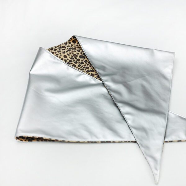 Environmentally friendly PU leather and leopard print double-sided triangular scarf with a headband and a dual-purpose scarf - Image 10