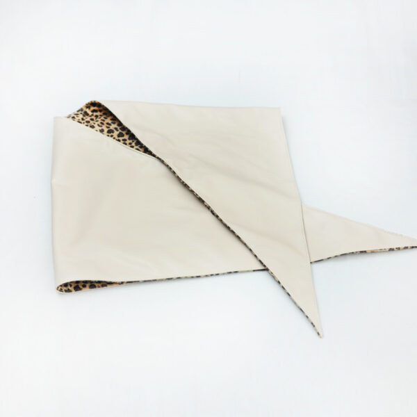 Environmentally friendly PU leather and leopard print double-sided triangular scarf with a headband and a dual-purpose scarf - Image 3