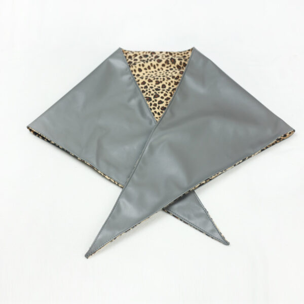 Environmentally friendly PU leather and leopard print double-sided triangular scarf with a headband and a dual-purpose scarf - Image 11