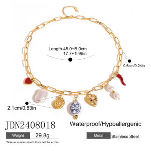 European and American stainless steel necklace with high-end feel collarbone chain ceramic pendant titanium steel jewelry