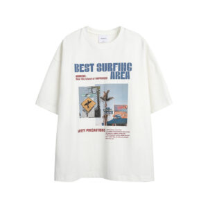 Loose photo printed round neck short sleeved T-shirt top