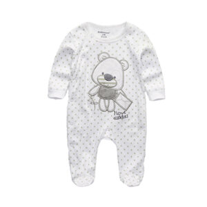 Newborn pure cotton double button crawling clothes baby jumpsuit closed door children's clothing