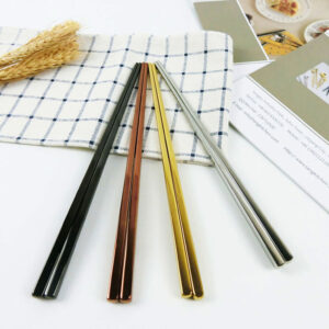 Non-Slip Stainless Steel Chopsticks 304 Portugal Same Tableware Square Hotel Chopsticks Set