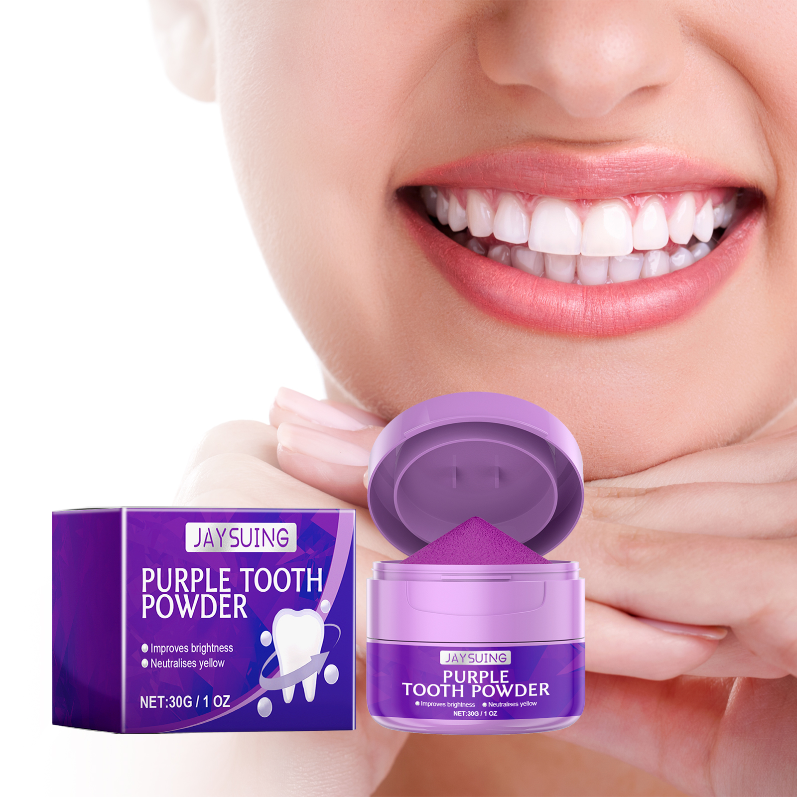 Purple Tooth Powder, Gingival Care Fresh Breath Care White Tooth Powder - Image 2