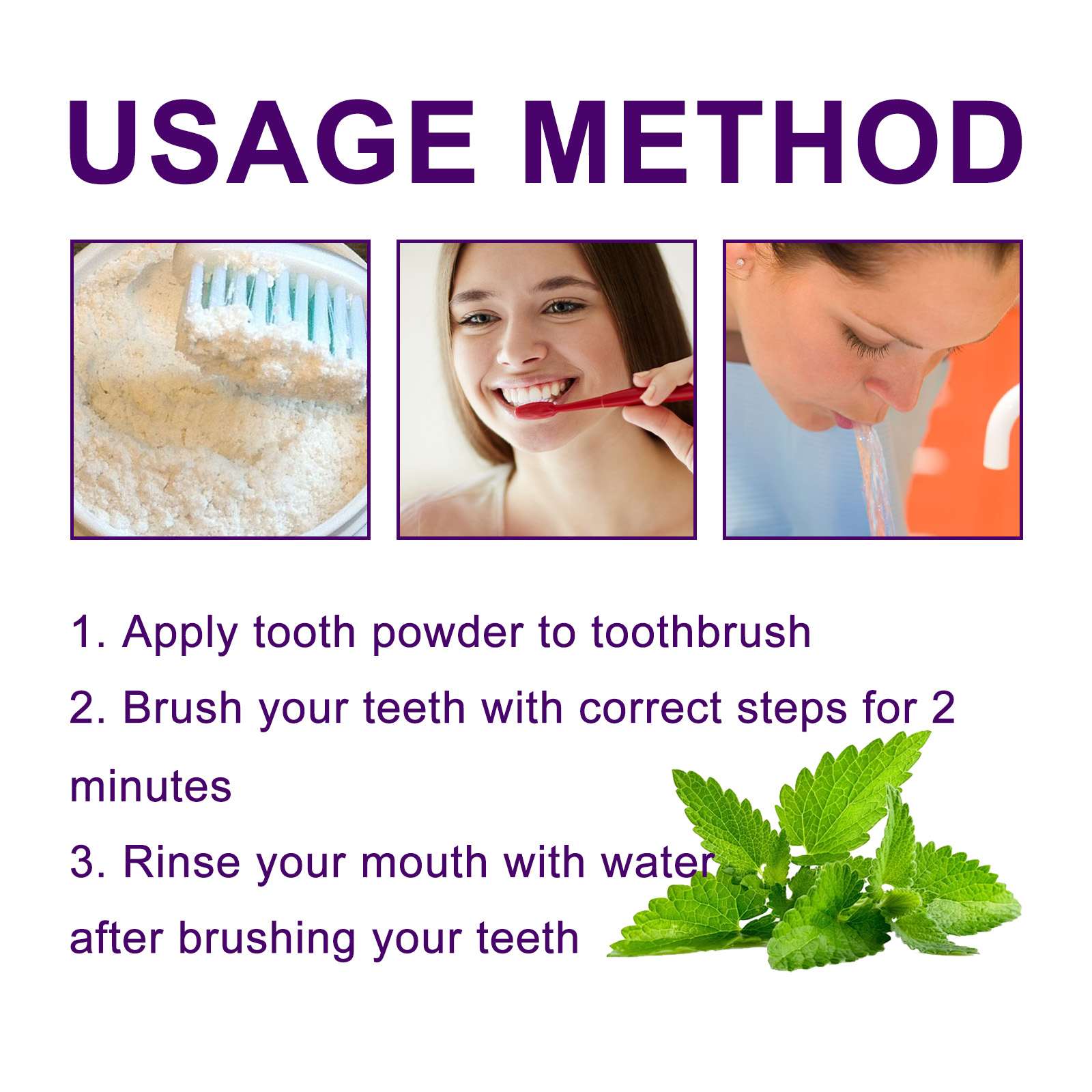 Purple Tooth Powder, Gingival Care Fresh Breath Care White Tooth Powder - Image 6