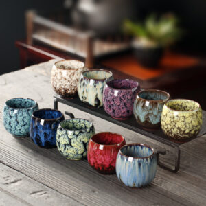 110ML Kung Fu Tea Set Single Cup Tenmoku Glaze Jian Zhan Master Cup Tea Bowl Egg-shaped Small Tea Bowl