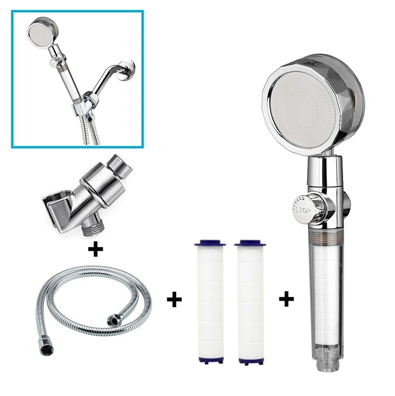 Propeller Shower Turbocharged Shower Head Shower Head Shower One-Button Water-Stop Shower - Image 9