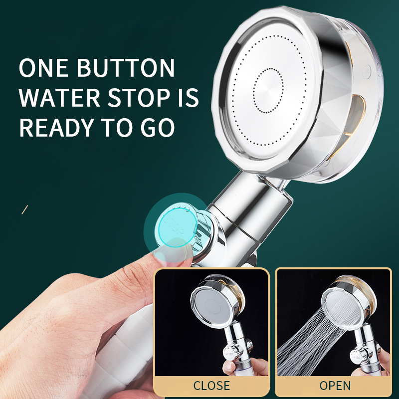 Propeller Shower Turbocharged Shower Head Shower Head Shower One-Button Water-Stop Shower - Image 2