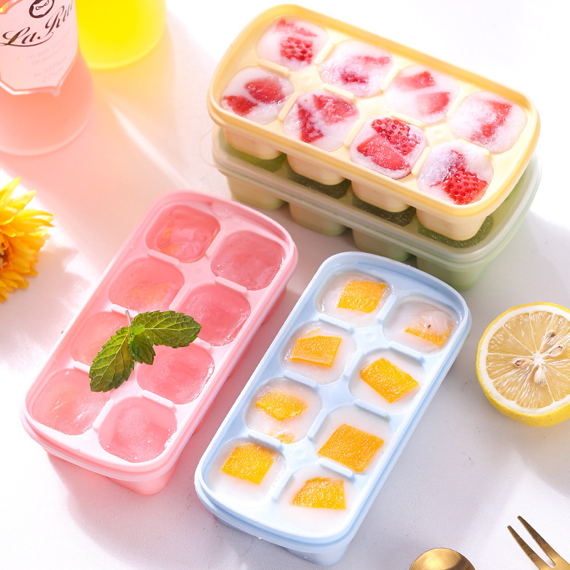 Ice Cube Mold Frozen Ice Grid Silicone Ice Box Food-Grade Refrigerator Frozen Household Small Ice Box With Lid - Image 3