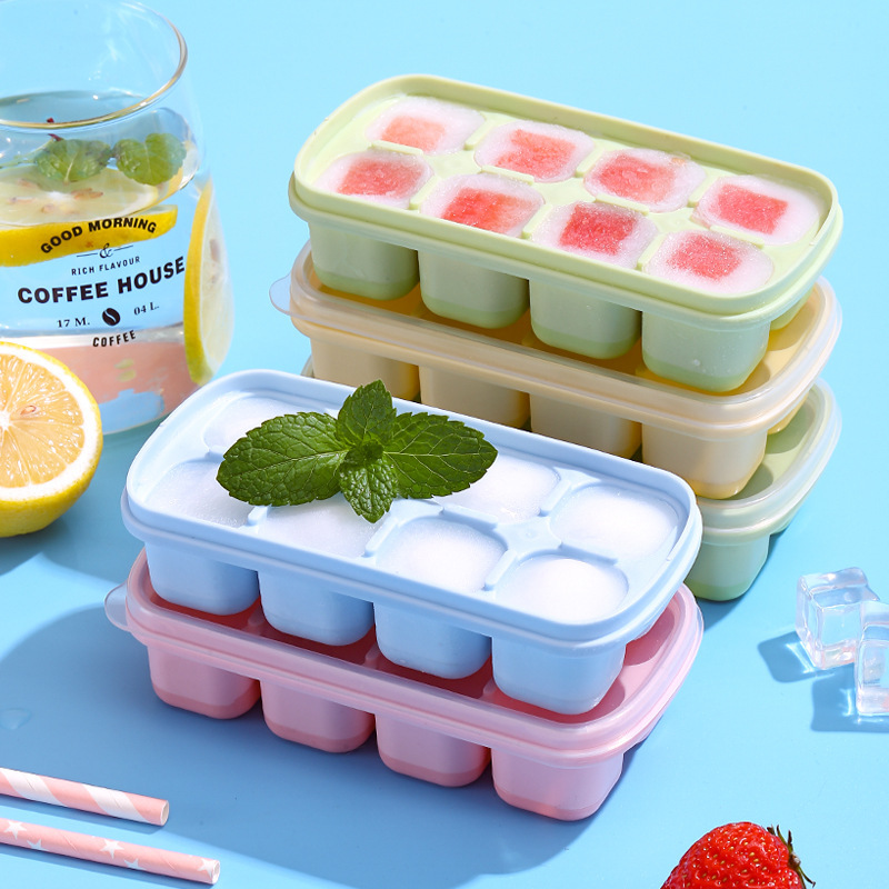 Ice Cube Mold Frozen Ice Grid Silicone Ice Box Food-Grade Refrigerator Frozen Household Small Ice Box With Lid