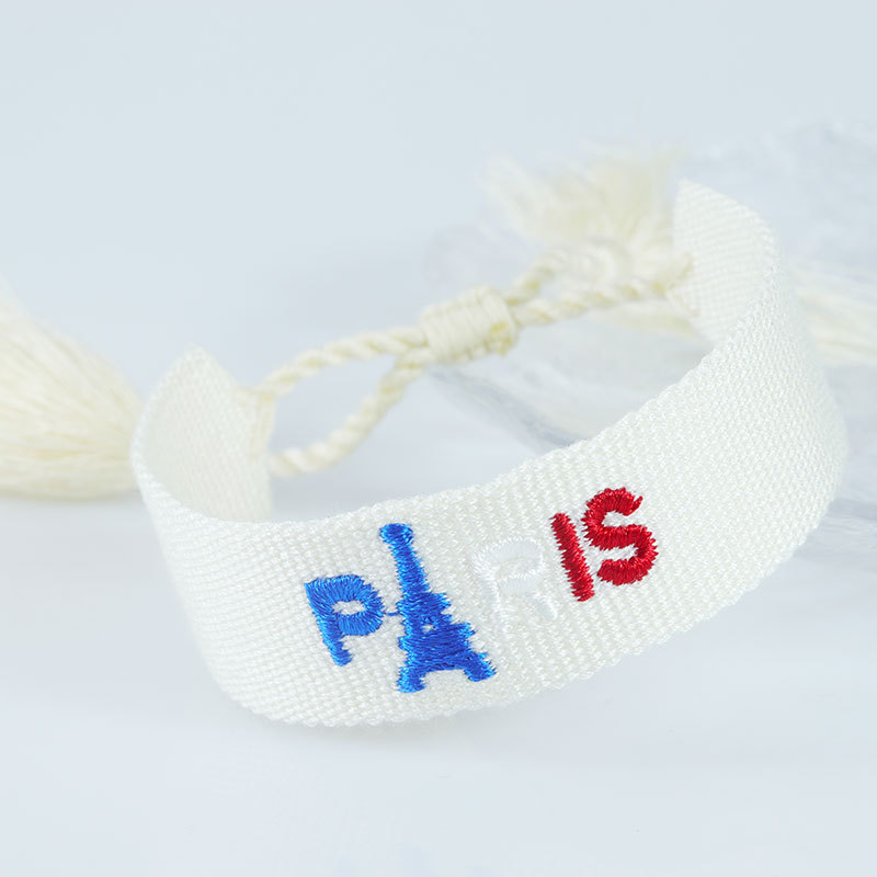 Embroidered Eiffel Tower ethnic style woven ribbon wrist strap Paris Sports Games wristband souvenir from France - Image 6