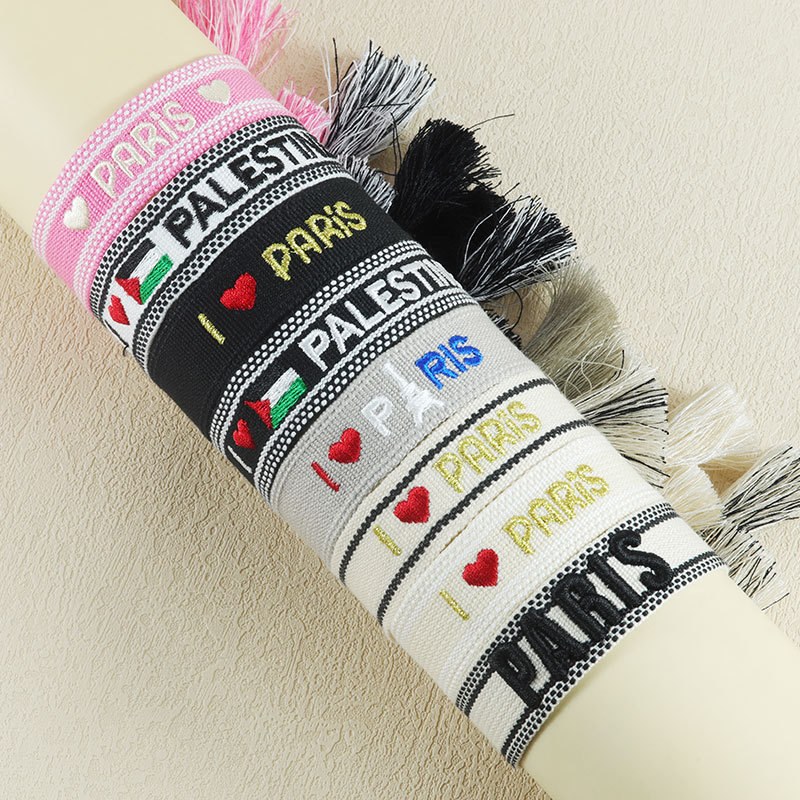 Embroidered Eiffel Tower ethnic style woven ribbon wrist strap Paris Sports Games wristband souvenir from France - Image 12