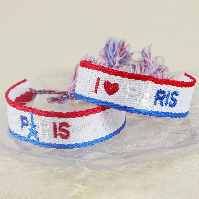 Embroidered Eiffel Tower ethnic style woven ribbon wrist strap Paris Sports Games wristband souvenir from France - Image 4