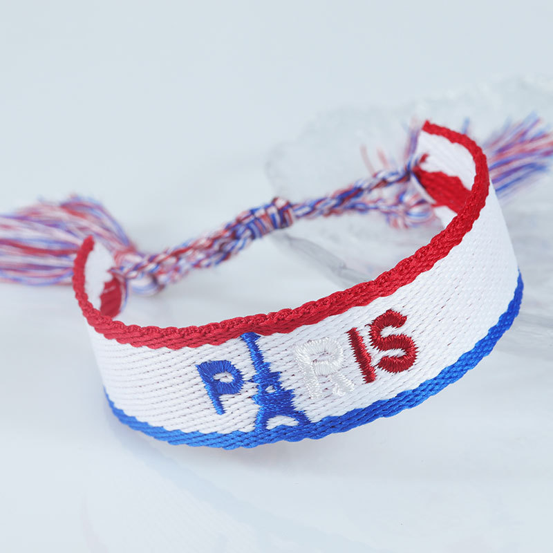 Embroidered Eiffel Tower ethnic style woven ribbon wrist strap Paris Sports Games wristband souvenir from France - Image 11